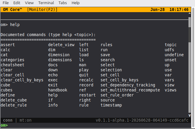 OM Core help command